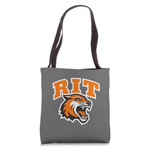 rochester institute of technology rit tiger stacked logo tote bag