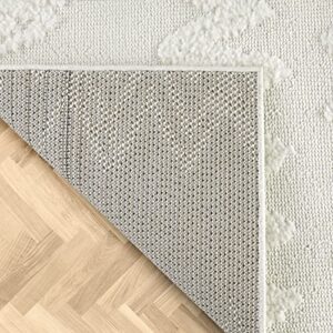 Antep Rugs Palafito 2x5 Geometric Shag Chevron High-Low Pile Textured Indoor Area Rug (White, 2' x 5')