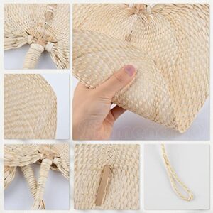 Framendino, 2 Pack Handmade Natural Bamboo Raffia Fans Hand Rattan Fan Woven Fans Plam Leaf Fans for Summer Home Wedding Decor Gift Favor