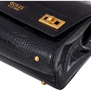 GUESS Womens Katey Croc Flap Shoulder Bag, Black, One Size US