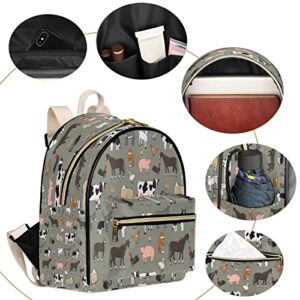 Cute Farm Animals Rooster Cow Backpack Purse for Women, PU Leather Lightweight Girls Ladies Shoulder Fashion Satchel Bags Backpacks Travel Casual Daypack