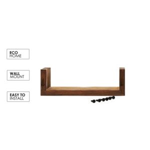 Ecohome Set of 3 Brown Floating Shelves, Easy-to-Assemble Floating Wall Mount Shelves for Bedrooms and Living Rooms