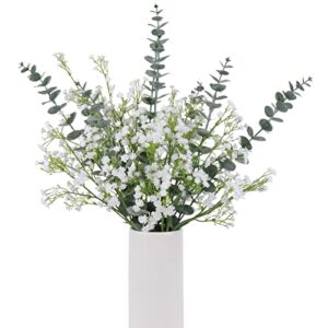 18pcs babys breath eucalyptus leaves bouquet gypsophila artificial flowers and faux greenery for home decor