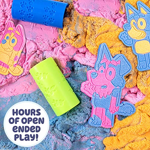 Horizon Group USA Bluey SLIMYGLOOP Slimy Sand Mold & Play Creations, 8-Piece Playset, 3 Scented Colors, Sensory Activity for Kids Ages 3, 4, 5, 6, 7, 8, Multi