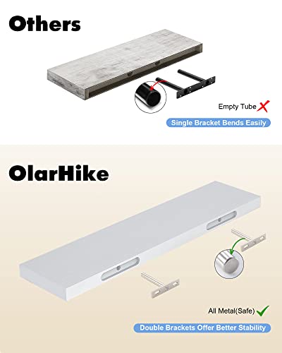 OlarHike Floating Shelves,White Wall Mounted Books/Cat/Storage/Fake Plant Shelves,Wall Shelves for Home Room Bedroom Decor,Shelf for Bathroom Living Room Kitchen,23inch