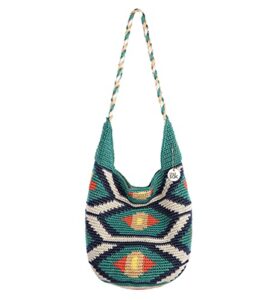 the sak back to bali 120 hobo bag in crochet, large shoulder purse, azure senang