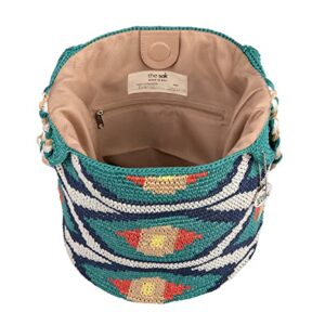 The Sak Back To Bali 120 Hobo Bag in Crochet, Large Shoulder Purse, Azure Senang