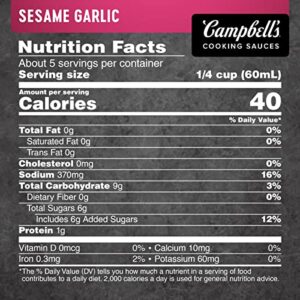 Campbell's Cooking Sauces, Sesame Garlic, 11 Oz Pouch (Case of 6)