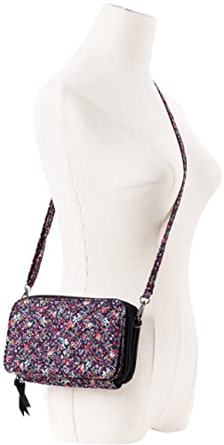 Brentano Cotton quilted double-zipper crossbody wallet purse and clutch (BABYSBREATH)