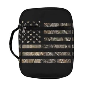 fkelyi bible cover,camo hunting american flag bible case,bible bag for women carrying book case church bag with handle and zipper pocket for standard size bible