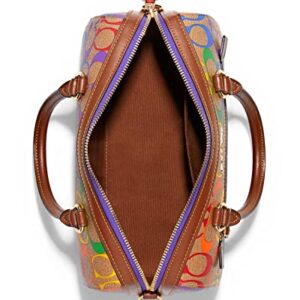 COACH Womens Rowan Satchel In Rainbow Signature Canvas IM/Khaki Multi