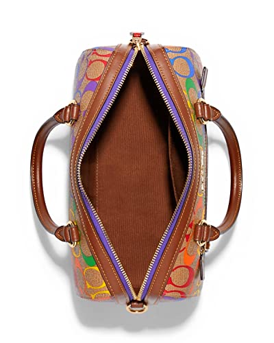 COACH Womens Rowan Satchel In Rainbow Signature Canvas IM/Khaki Multi