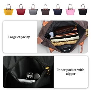 Wansihe Women Tote Bag, Fashion Black Foldable Shopping Travel Bag for Ladies, Large Waterproof Shoulder Bag School Handbag