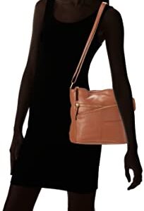 Bueno of California GAL Antique Leather Triple Compartment Shoulder Bag, Cognac