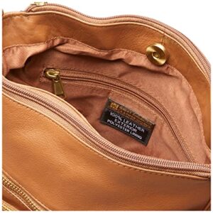 Bueno of California GAL Antique Leather Triple Compartment Shoulder Bag, Cognac