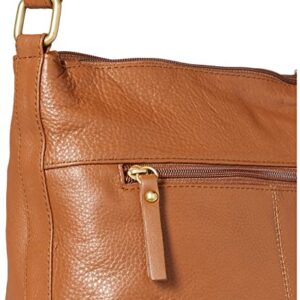 Bueno of California GAL Antique Leather Triple Compartment Shoulder Bag, Cognac