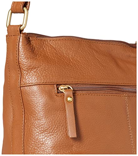 Bueno of California GAL Antique Leather Triple Compartment Shoulder Bag, Cognac