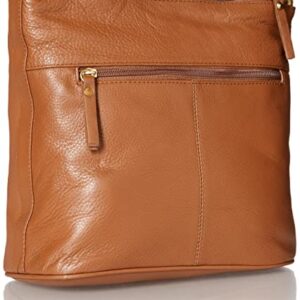 Bueno of California GAL Antique Leather Triple Compartment Shoulder Bag, Cognac