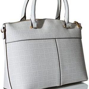 Anne Klein Dome Satchel, Cool Grey Lion Logo Print/Anne White