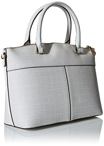 Anne Klein Dome Satchel, Cool Grey Lion Logo Print/Anne White