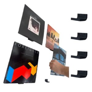 vinyl record shelf wall mount- 4-pack | floating shelf holder display rack | album art gallery | daily lp hanger for home, apartment, & office (black, 4-record)