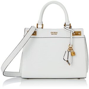 guess womens katey croc luxury satchel, white, one size us