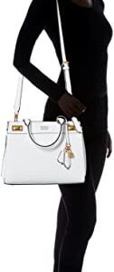 GUESS Womens Katey Croc Luxury Satchel, White, One Size US