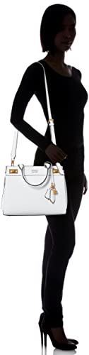 GUESS Womens Katey Croc Luxury Satchel, White, One Size US