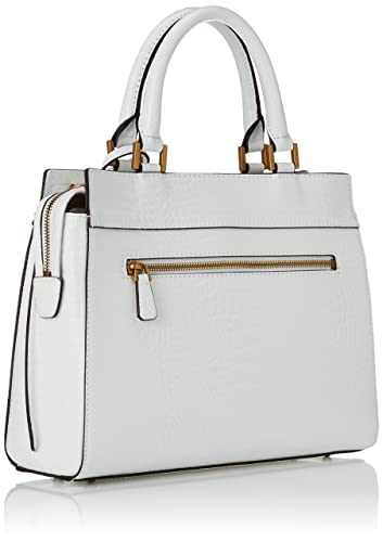 GUESS Womens Katey Croc Luxury Satchel, White, One Size US