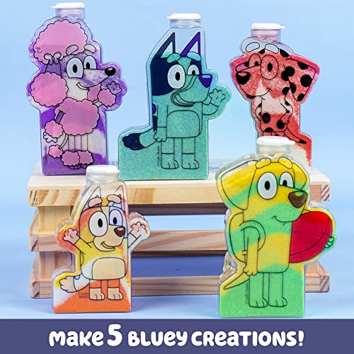 Bluey Sand Art, Includes 5 Sand Art Bottles & 7 Colored Sands, Features Bluey & Bingo, Create Your Own Sand Art, DIY Sand Art Kit, Bluey-Themed Art Kit, Fun Art Project for Kids, Gifts for Kids