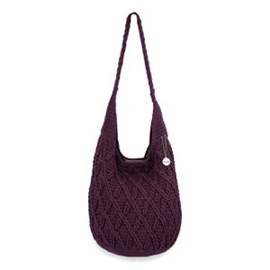 the sak back to bali 120 hobo in crochet, large shoulder purse with single strap, cabernet