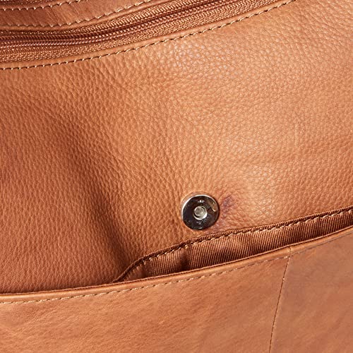Bueno of California GAL Antique Leather Double Zip Shoulder Bag, Tan