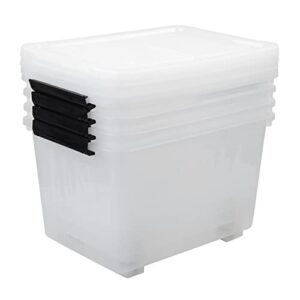 Tyminin 4-Pack 30 L Plastic Storage Box, Large Storage Bin with Wheels