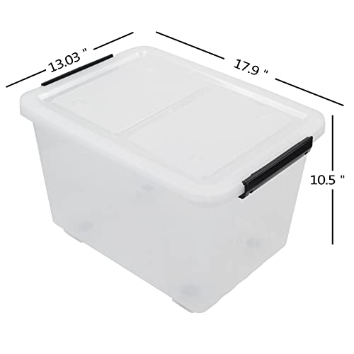 Tyminin 4-Pack 30 L Plastic Storage Box, Large Storage Bin with Wheels