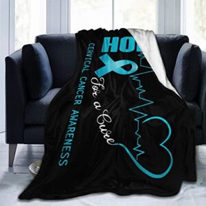 hope for a cure cervical cancer awareness blanket printed flannel throw blanket 80″x60″ anti-pilling blanket bed sofa living room bedroom