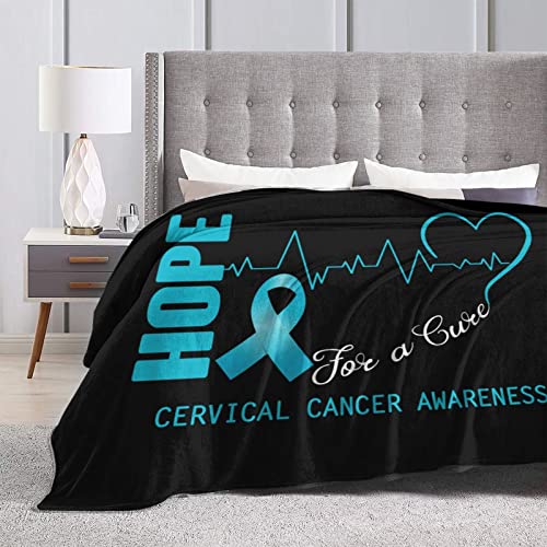 Hope for A Cure Cervical Cancer Awareness Blanket Printed Flannel Throw Blanket 80"X60" Anti-Pilling Blanket Bed Sofa Living Room Bedroom