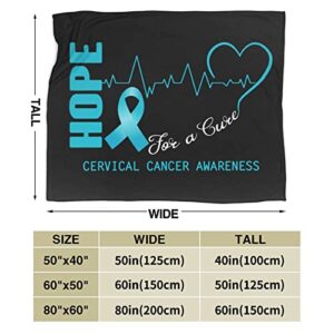 Hope for A Cure Cervical Cancer Awareness Blanket Printed Flannel Throw Blanket 80"X60" Anti-Pilling Blanket Bed Sofa Living Room Bedroom