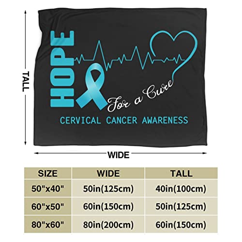 Hope for A Cure Cervical Cancer Awareness Blanket Printed Flannel Throw Blanket 80"X60" Anti-Pilling Blanket Bed Sofa Living Room Bedroom