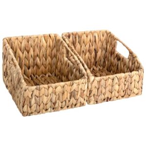 storageworks water hyacinth wicker baskets with built-in handles, hand woven baskets for organizing, natural, 2 pack