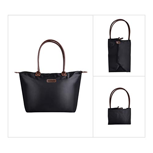 NOTAG Nylon Tote Bags for Women Waterproof Tote Purses Large Work Tote Handbags Shopping Shoulder Handbag(Black1)