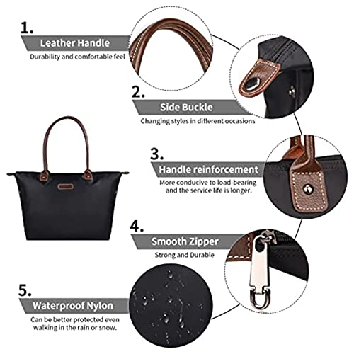 NOTAG Nylon Tote Bags for Women Waterproof Tote Purses Large Work Tote Handbags Shopping Shoulder Handbag(Black1)