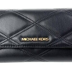 Michael Kors Jet Set Travel Large Trifold Wallet Vegan Leather (Black)