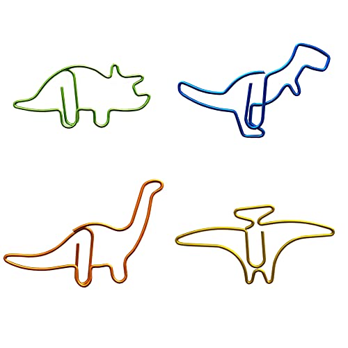 40pcs Funny Dinosaur Paper Clips, Mewuthede Creative Dinosaur Shaped Paperclip, Metal Bookmark Clips Supplies Cute Paper Clips for Home Office Library …