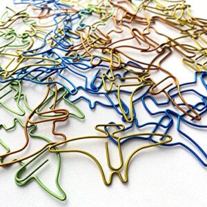 40pcs Funny Dinosaur Paper Clips, Mewuthede Creative Dinosaur Shaped Paperclip, Metal Bookmark Clips Supplies Cute Paper Clips for Home Office Library …