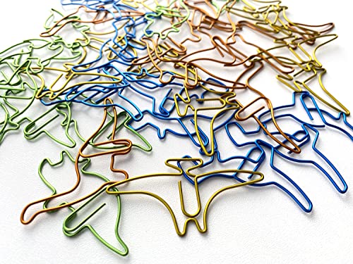 40pcs Funny Dinosaur Paper Clips, Mewuthede Creative Dinosaur Shaped Paperclip, Metal Bookmark Clips Supplies Cute Paper Clips for Home Office Library …