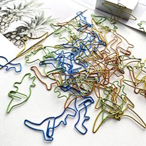 40pcs Funny Dinosaur Paper Clips, Mewuthede Creative Dinosaur Shaped Paperclip, Metal Bookmark Clips Supplies Cute Paper Clips for Home Office Library …