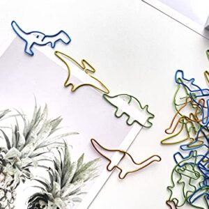 40pcs Funny Dinosaur Paper Clips, Mewuthede Creative Dinosaur Shaped Paperclip, Metal Bookmark Clips Supplies Cute Paper Clips for Home Office Library …