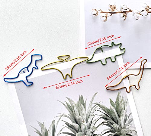 40pcs Funny Dinosaur Paper Clips, Mewuthede Creative Dinosaur Shaped Paperclip, Metal Bookmark Clips Supplies Cute Paper Clips for Home Office Library …