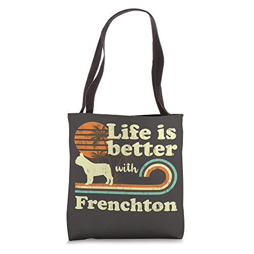 Life Better Frenchton Vintage Dog Mom Dad Tote Bag