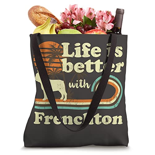 Life Better Frenchton Vintage Dog Mom Dad Tote Bag